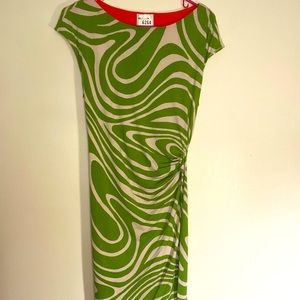 Green and White Midi Dress